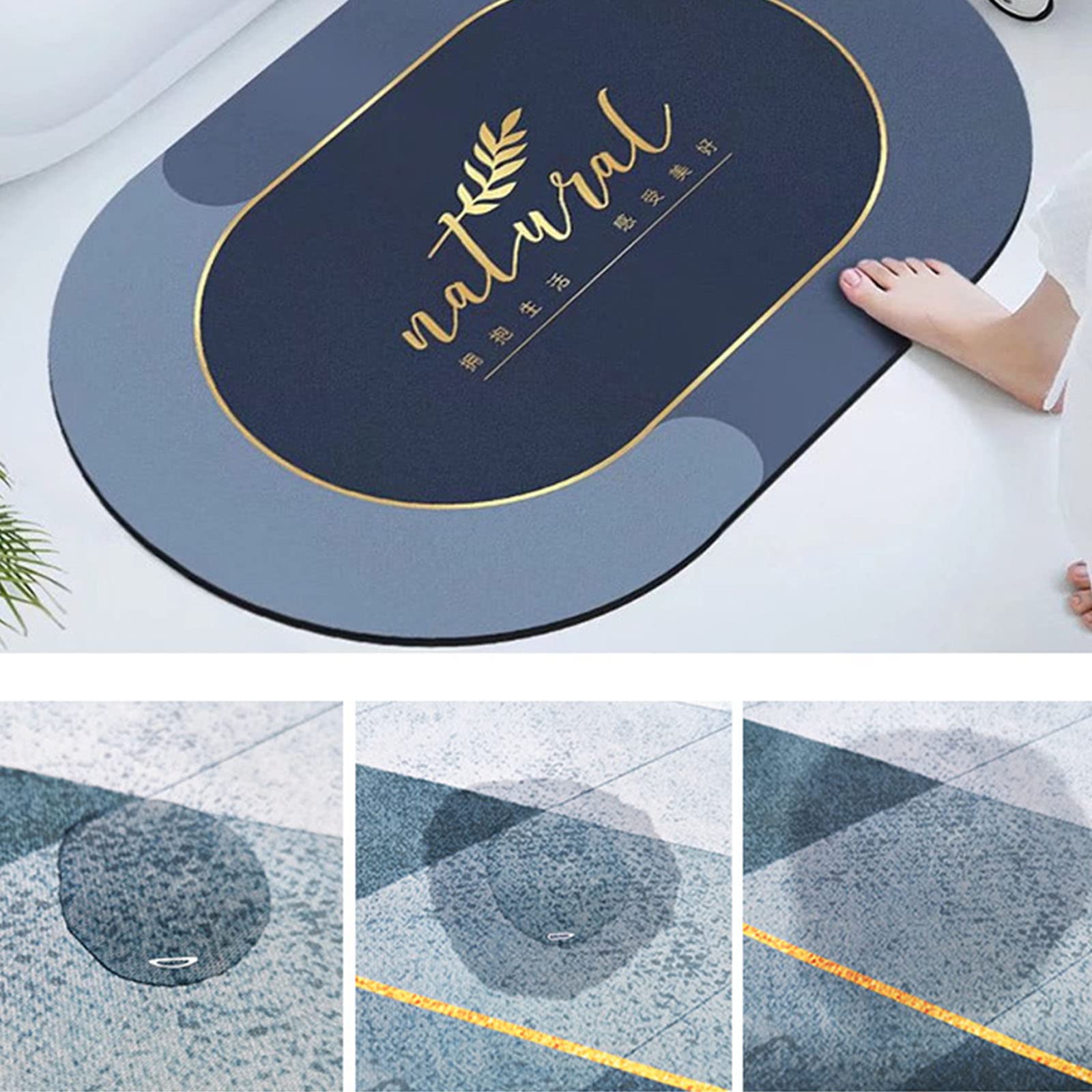 Alfombra de Ducha Curvada, alfombras de baño Antideslizantes, alfombras de baño súper absorbentes, Alfombra de baño Antideslizante, Suave y cómoda, d
