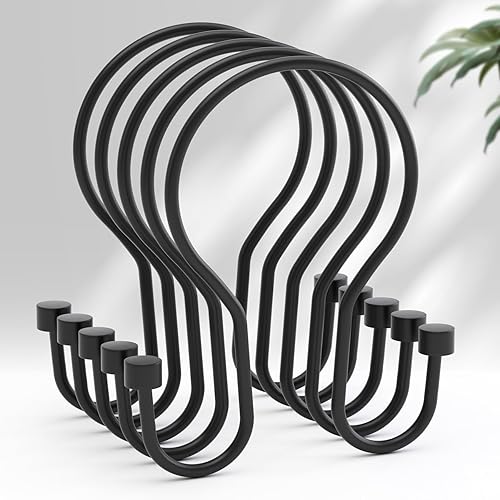 Miniatura 19 de AmazerBath Ganchos cromados para cortina de ducha, anillos de cortina de ducha, ganchos simples de doble cara para cortina de ducha, a prueba de