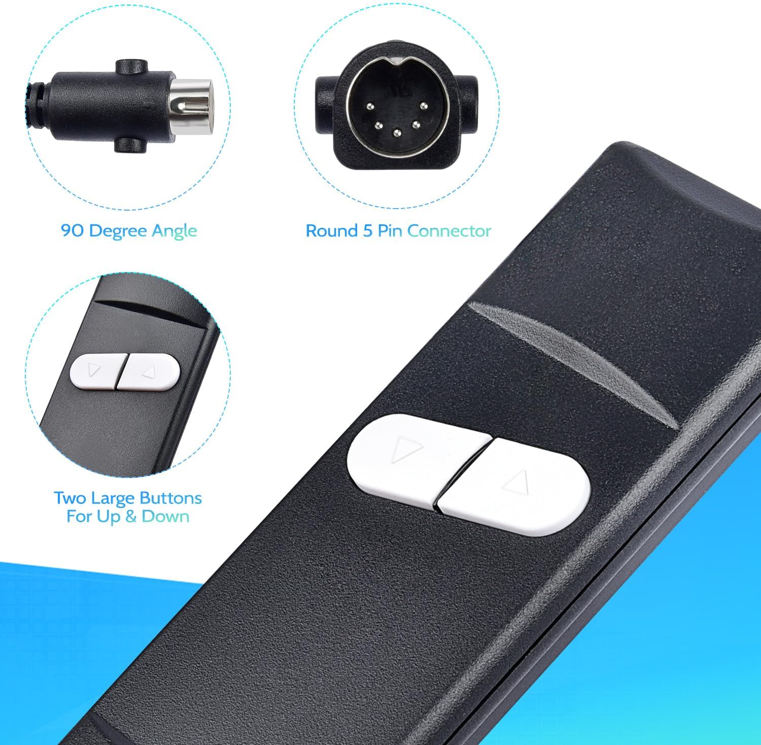 Sopito Recliner Remote Lift Chair Remote Replacement 2 Button (Up/Down) 5-Pin Hand Controller for Lazyboy, Golden Limoss OKIN (Pack of 2)