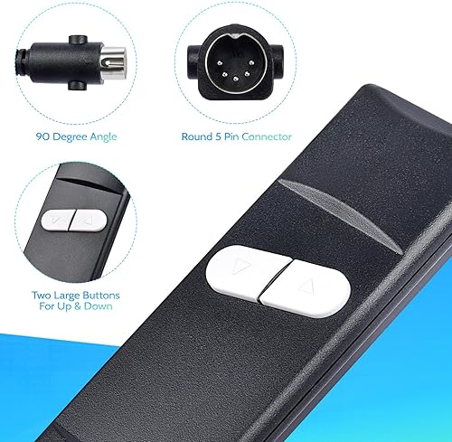 Miniatura 5 de Sopito Silla reclinable elevadora remota de reemplazo remoto de 2 botones (arriba/abajo) controlador de mano de 5 pines para Lazyboy, Golden Limoss