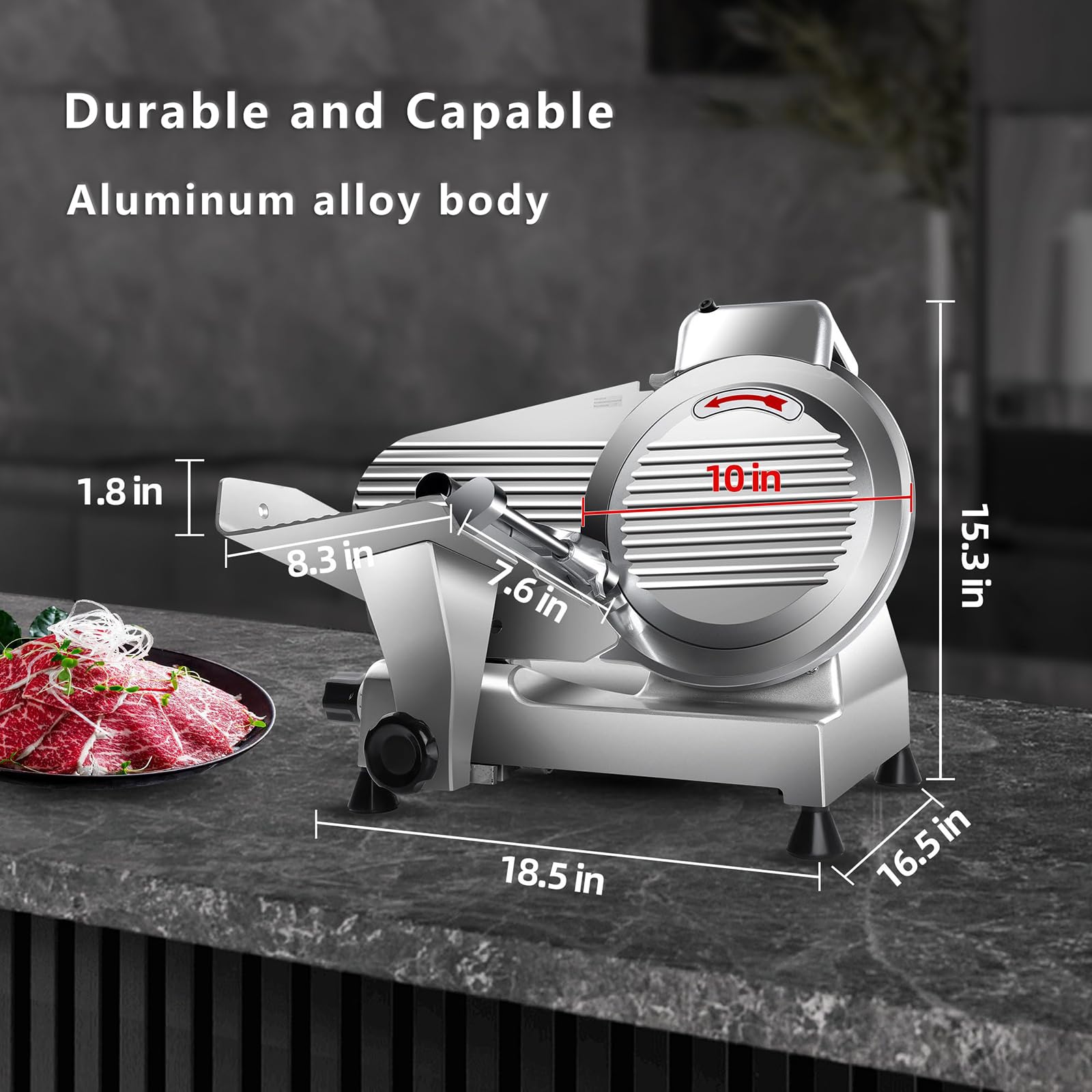 13 "Slicer de charcuterie en Acier Inoxydable, 50 tranches/Min et Serrure de sécurité, pour Porc surgelé/rôti de bœuf - équipement de Cuisine Commerciale