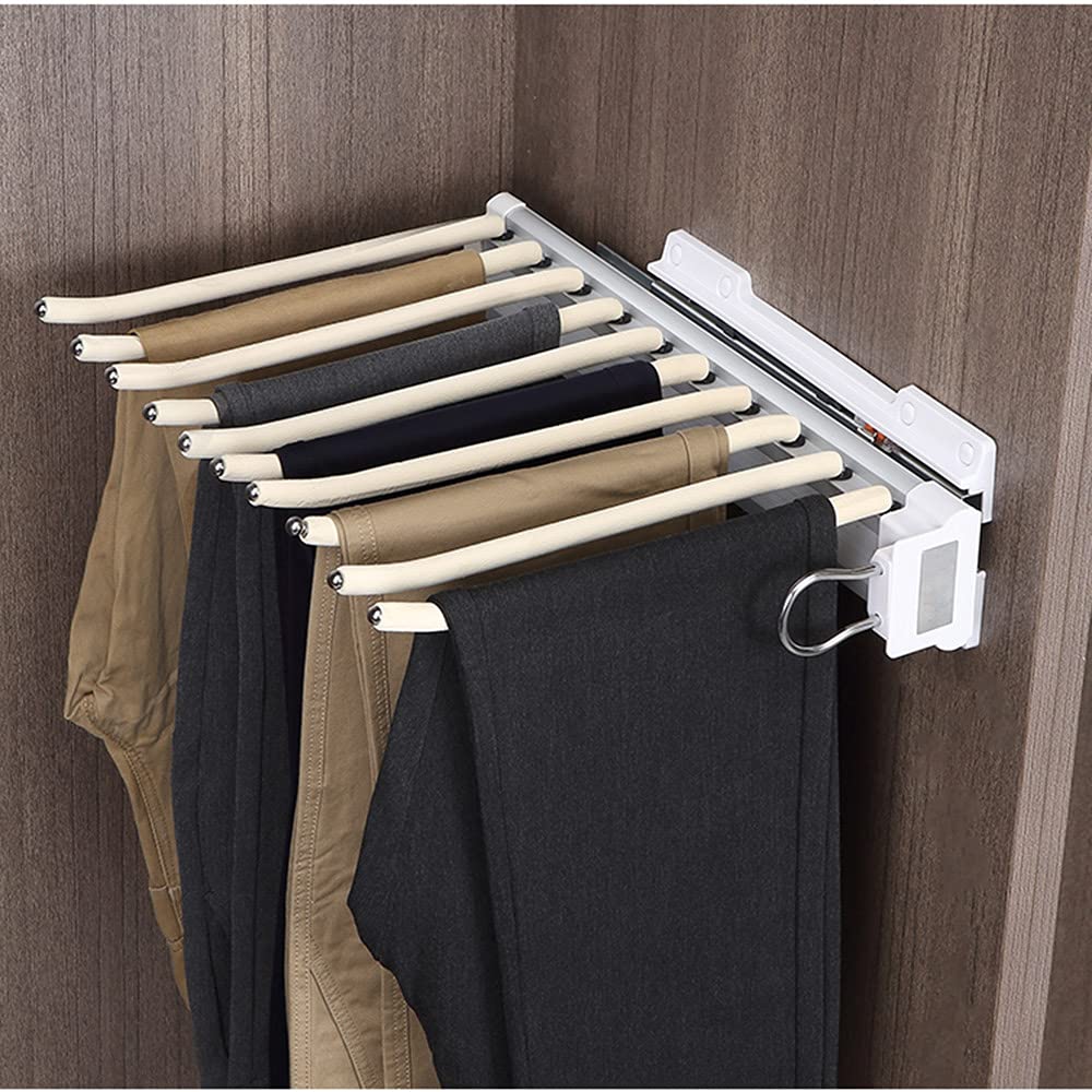 WMYYZYQ Retractable Closet Hanging Rack - Pull Out Pants Hangers & Organizer, Space-Saving Side-Mounted Storage for Towels, Scarves & Accessories - Maximize C,B-60-85CM
