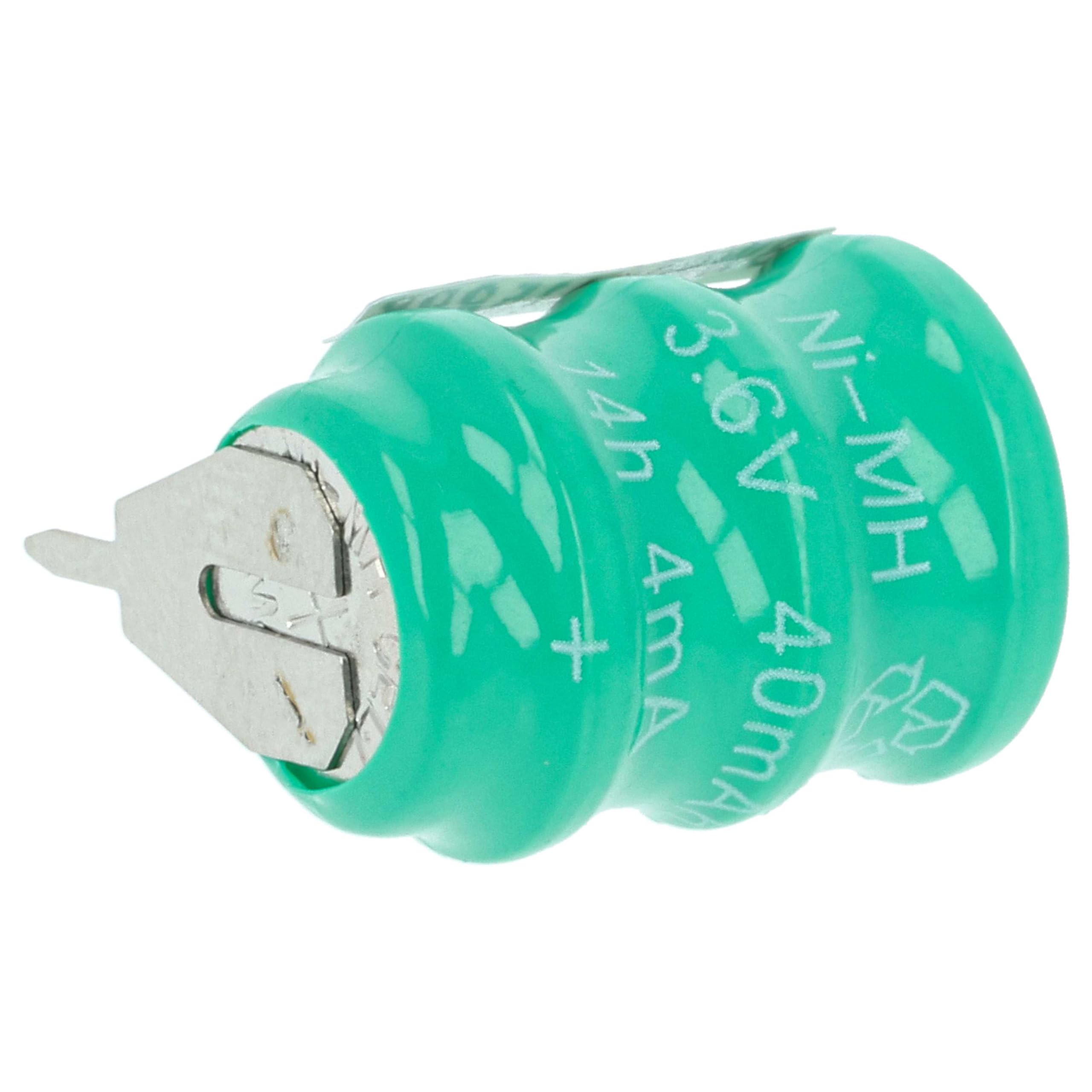 vhbw 100x NiMH Batería de botón de Repuesto Tipo V40H 2 Pines 40 mAh 3,6 V Compatible para lámparas solares, etc.