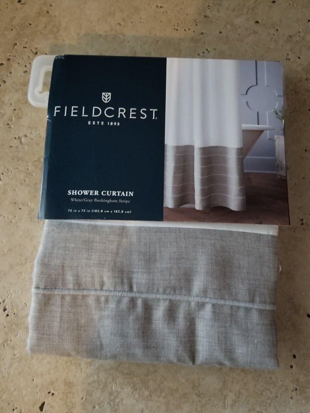 Shower Curtain White Silver Springs Skyline Gray - Fieldcrest NEW