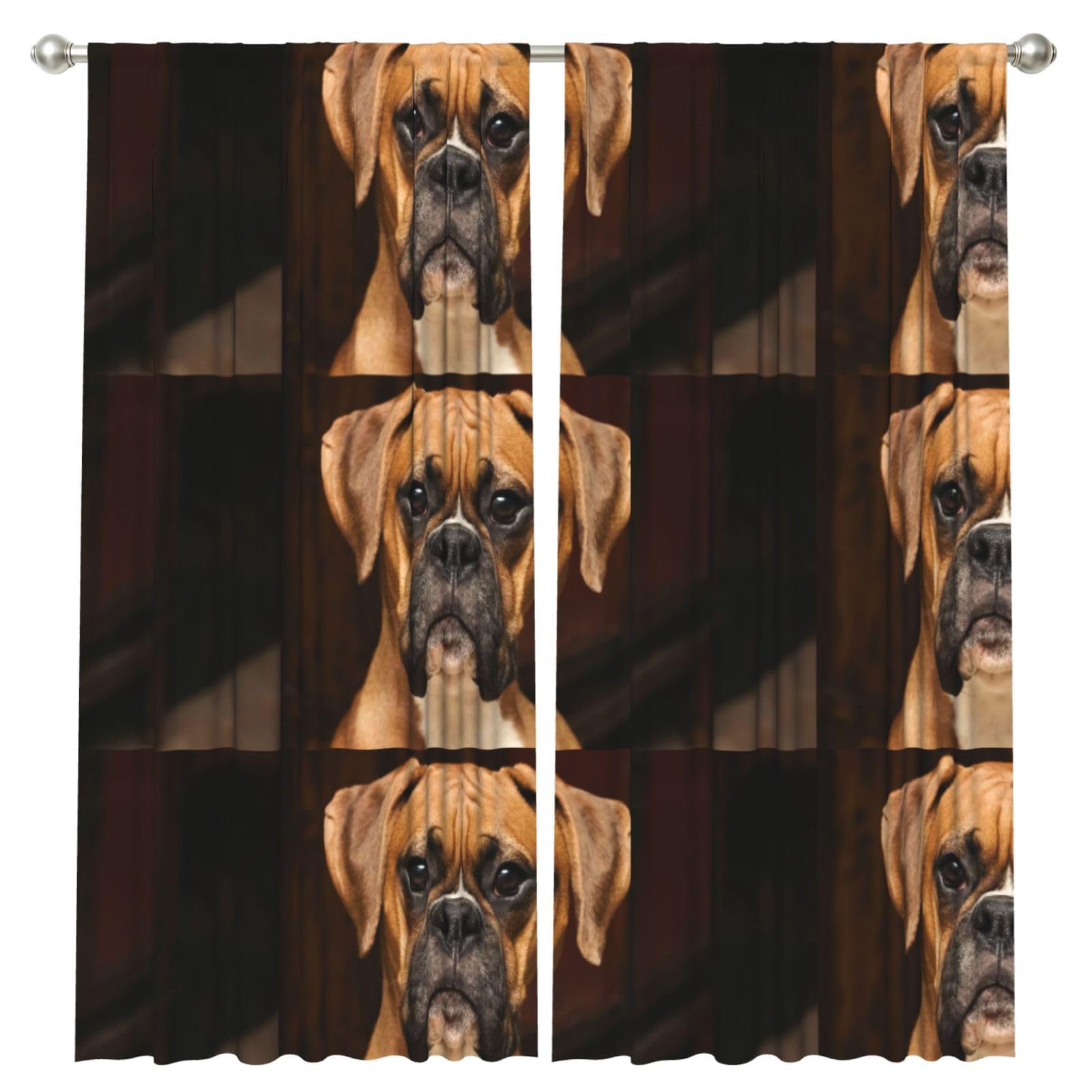 InOmak Boxer Dog, 2 Panels Window Curtains 52 x 84 Inch Blackout Curtains for Living Room Bedroom
