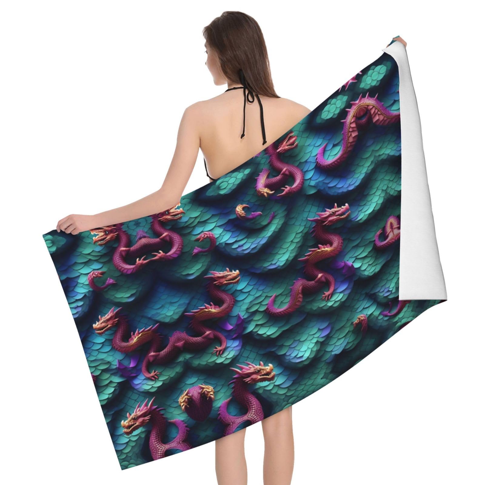 Serviette de bain dragon microfibre drap de plage séchage rapide