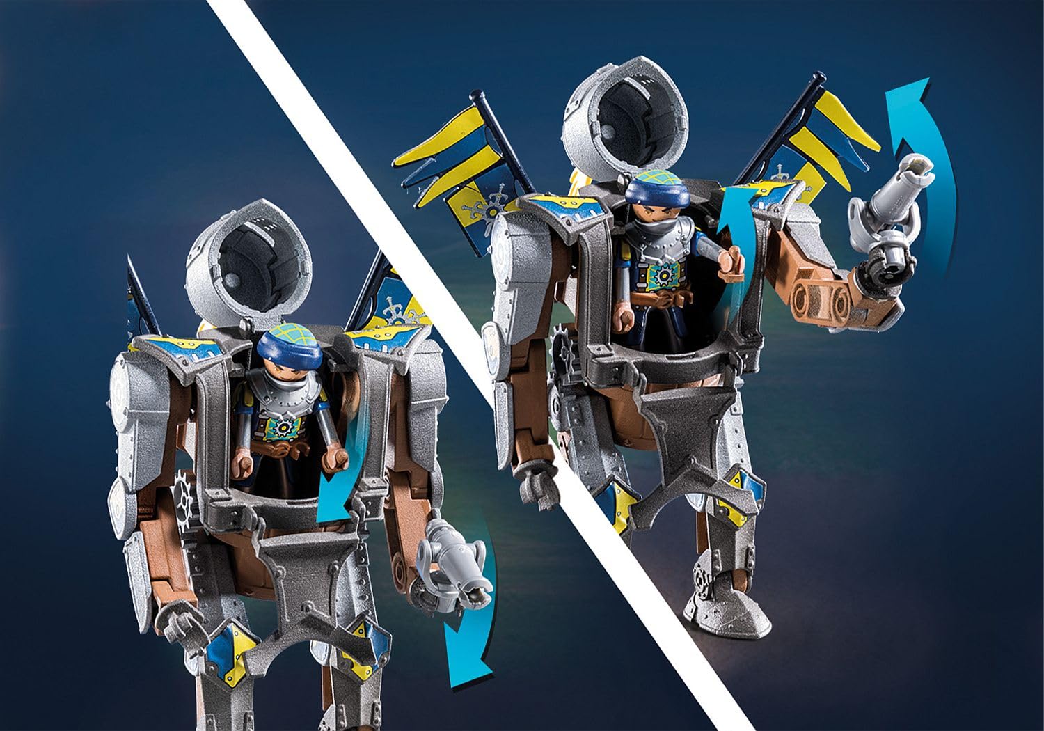 PLAYMOBIL Novelmore 71300 Novelmore - Combate Robot, el Caballero Gizmo Crafton y su Fuerte Robot de Batalla, Armado con Espada y cañón para el Torneo, Juguetes para niños a Partir de 4 años
