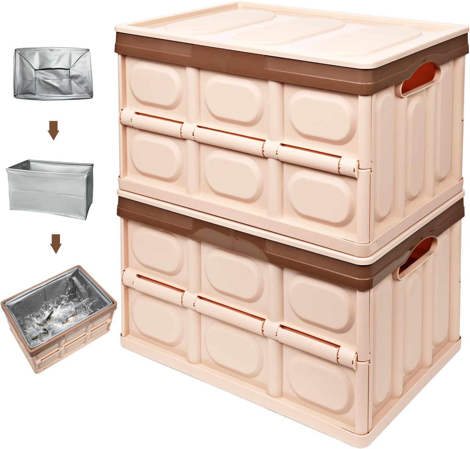 MULISOFT 15 Gallon Large Plastic Storage Bins with Lids, 2 Pack Collapsible Storage Bins