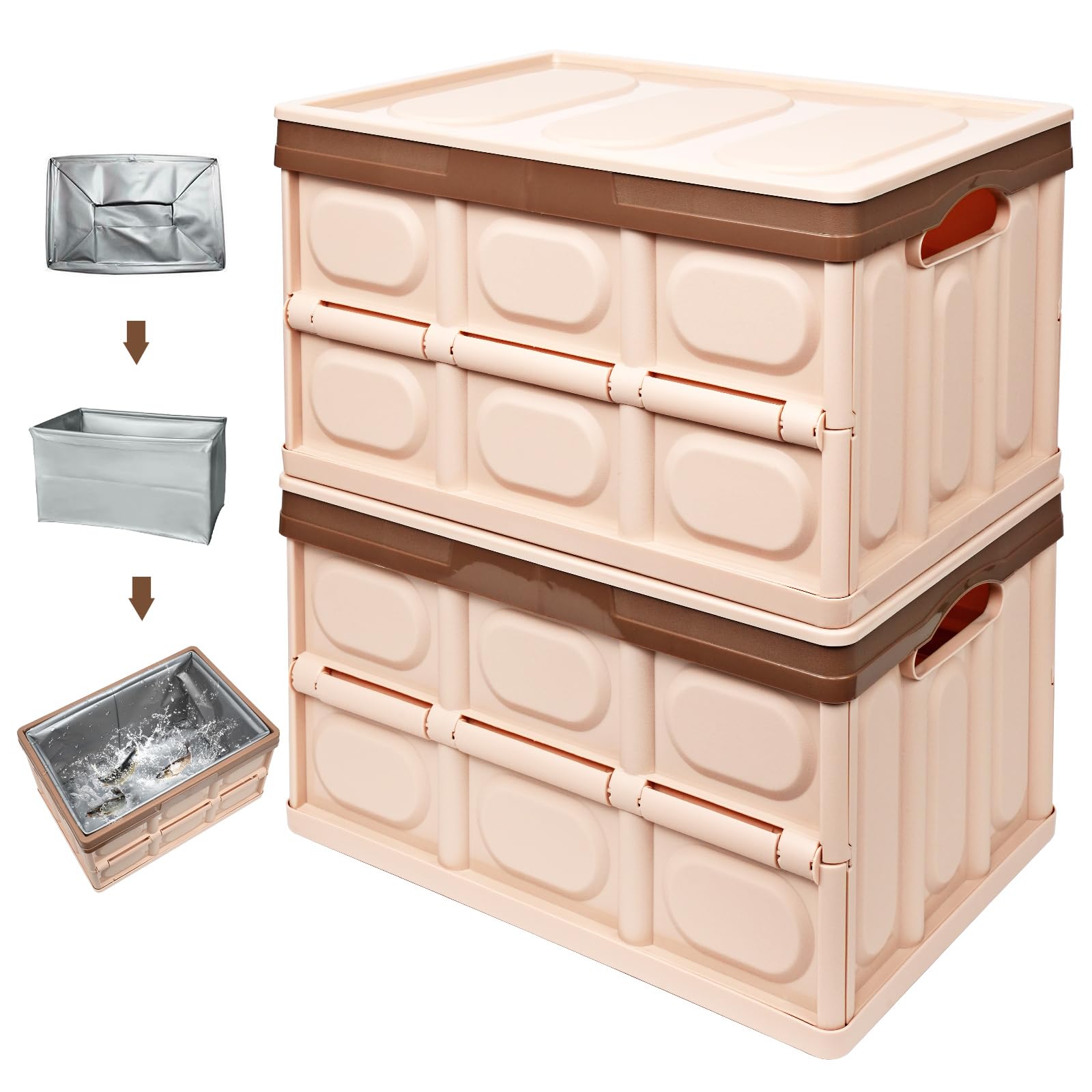 MULISOFT 15 Gallon Large Plastic Storage Bins with Lids, 2 Pack Collapsible Storage Bins