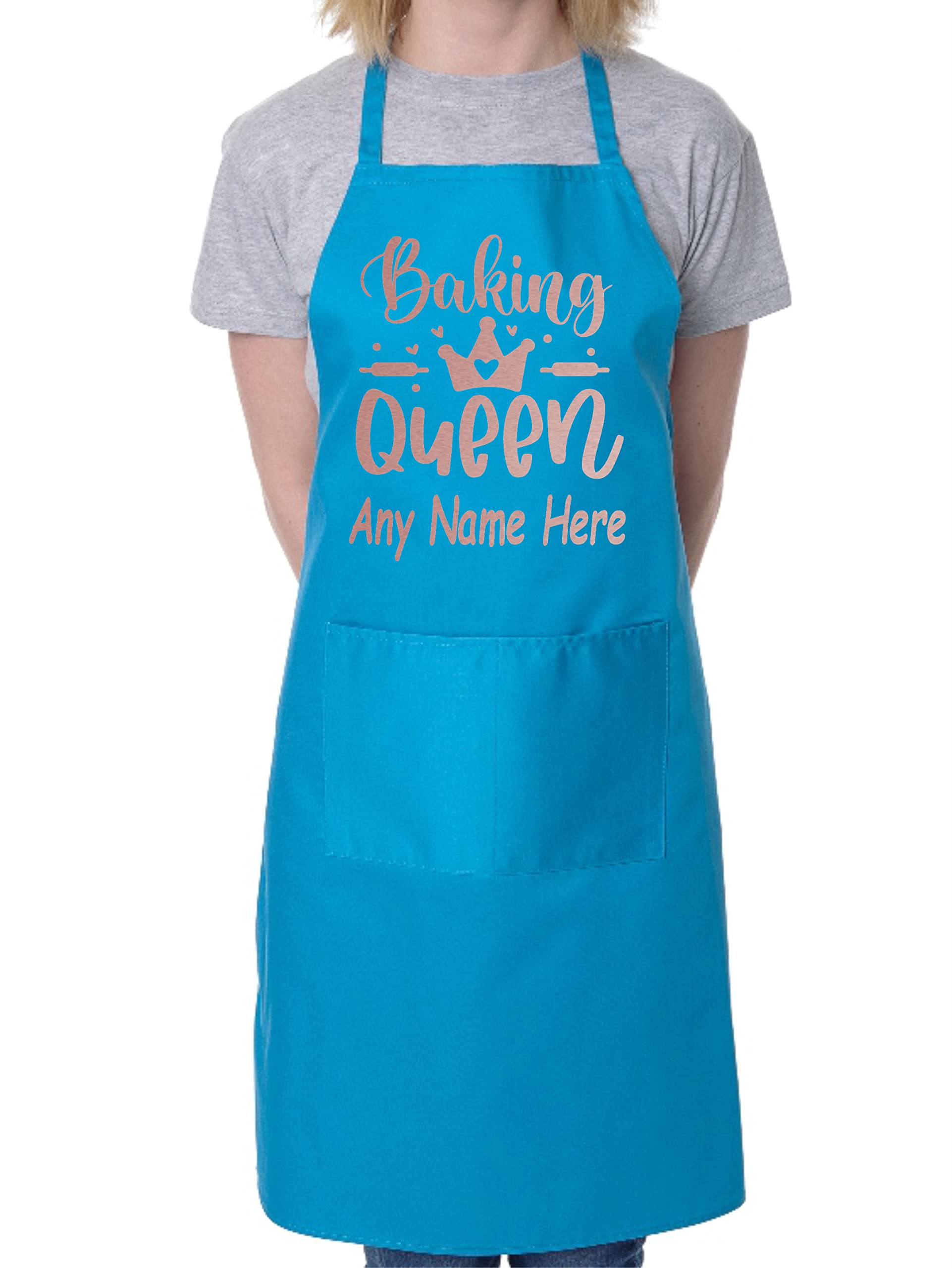 Print4U Personalised Apron Baking Queen Your Name Here Baking Cooking Birthday Blue