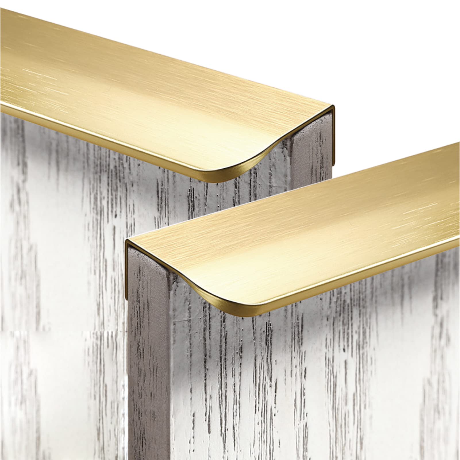 Dswzlqdxb Gold 2 Packs Drawer Handles Rounded Corners Hidden Closet Handle Finger Edge Pull Brushed Furniture Cabinet Kitchen Aluminum Alloy Knobs Door Levers For Cupboard Wardrobe (Total Length 400Mm)