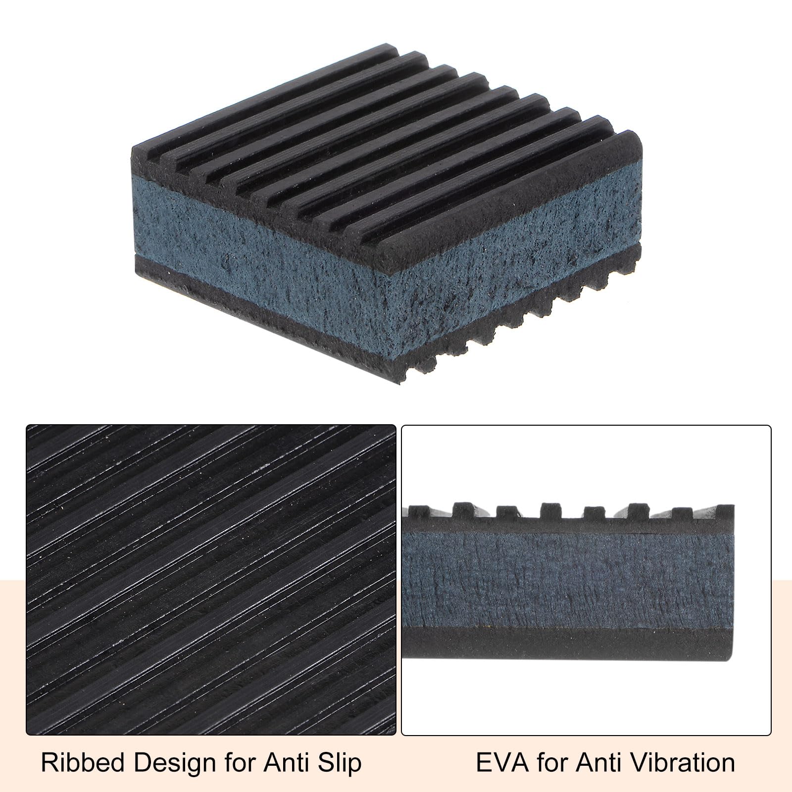 Almohadillas antivibración de Goma, Almohadilla Aislante de Vibraciones y amortiguación de Ruido con Centro de EVA for compresor de Aire.(8pcs 3 x 3 in)