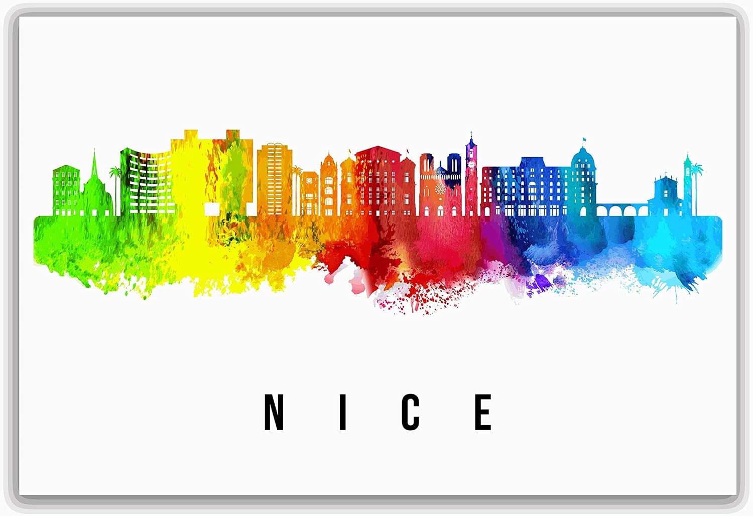 Nice Skyline France Poster, Nice Cityscape Painting, France Poster, Nice Cityscape and Landmark Print, Home Wall Art, Office Wall Decor