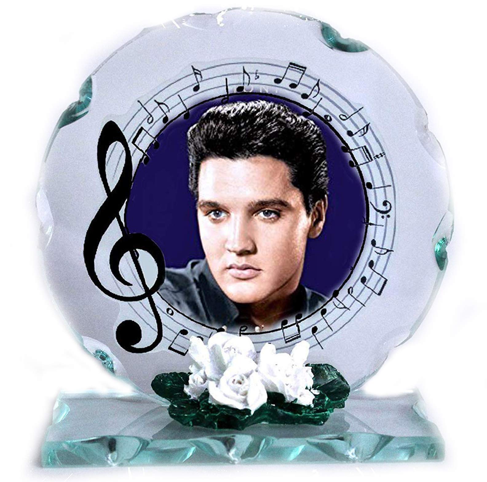 Cellini Elvis Photo 'Wonder Of You' Cut Glass Round Frame Plaque Special Occasion Limited Edition