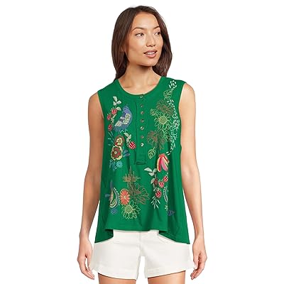 Johnny Was Raw Detail Henley Tank Cora Women