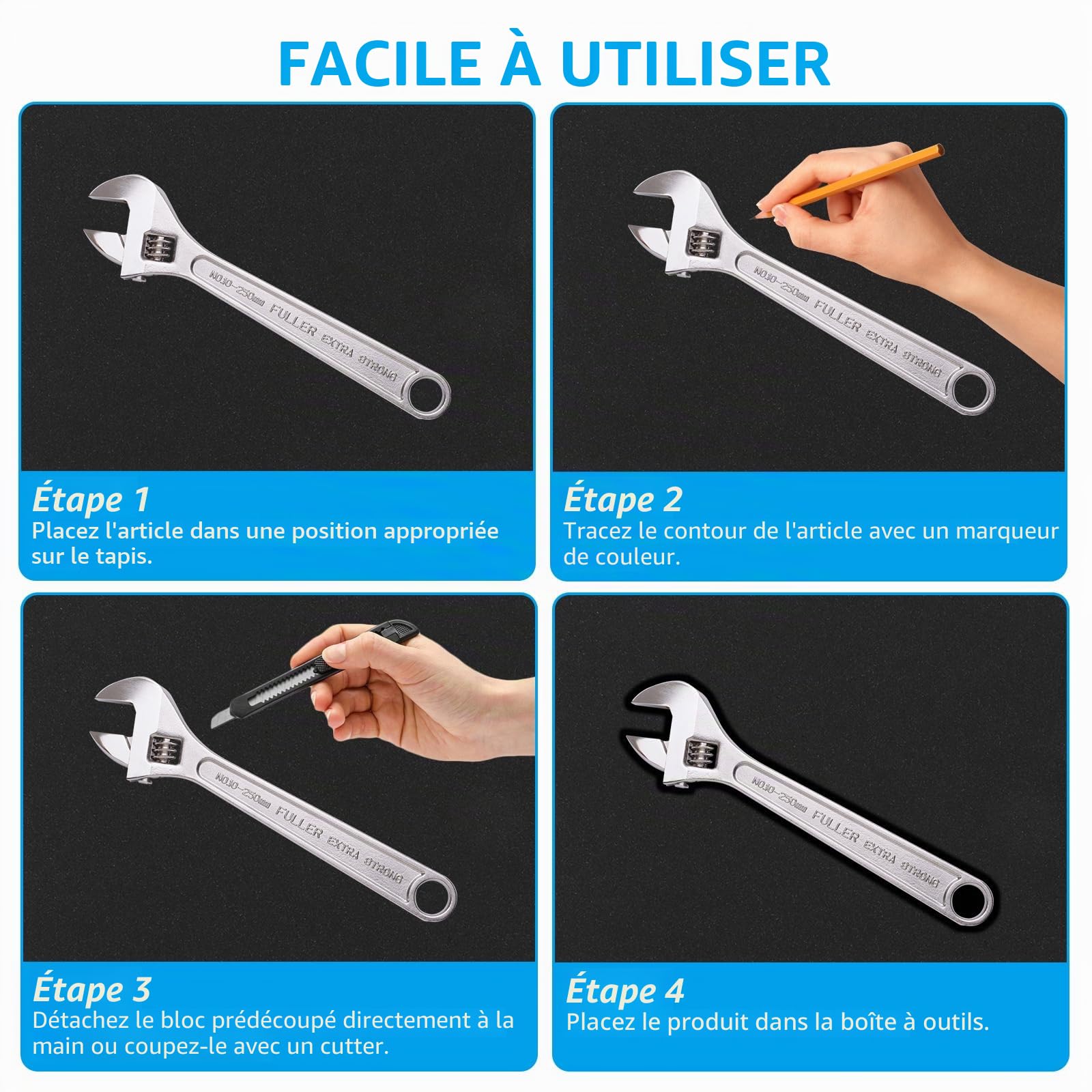 Lot de 10 Mousse Prédécoupée, 5 pièces 400 x 300 x 25 mm + 5 pièces 400 x 300 x 10 mm, Mousse Servante Atelier, Predecoupee Cube pour Boîte à Outils, Boîte à Modèles