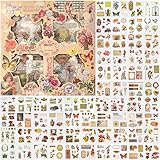 Auguro Vintage Scrapbook Stickers - 500 Pieces (100 Sheets) Transparent Stickers for Journaling & Scrapbooking - Butterfly, Flowers, Plant Designs