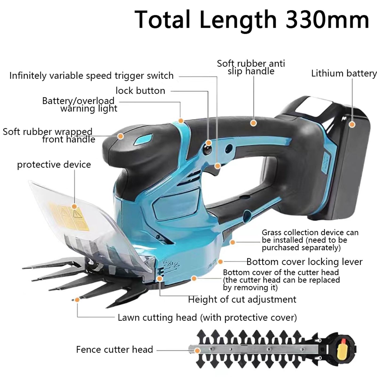 Cortasetos y tijeras de césped inalámbricas 2 en 1, de doble propósito con 2 baterías y cargador, mini eléctrico para poda de arbustos de jardín