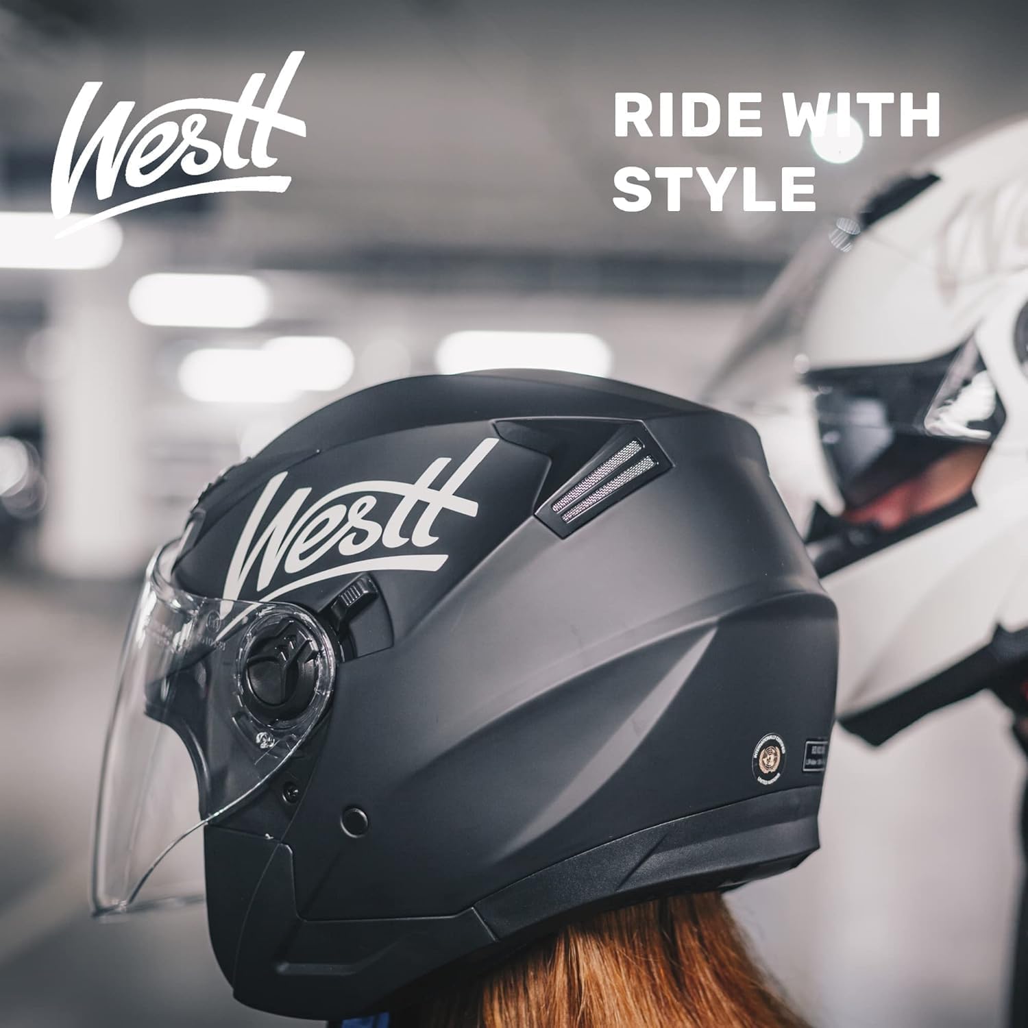 Westt Jethelm Motorradhelm mit Visier & Sonnenblende ECE 22.06 Zertifiziert | Rollerhelm mit Doppelvisier, leichter Open-Face Helm für Roller, Moped, Mofa, Chopper, Mopedhelm für Damen & Herren