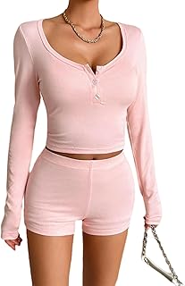 Conjunto de pantalón y Camiseta de Manga Larga para Mujer, Primavera y Verano, Color Rosa, Talla XL