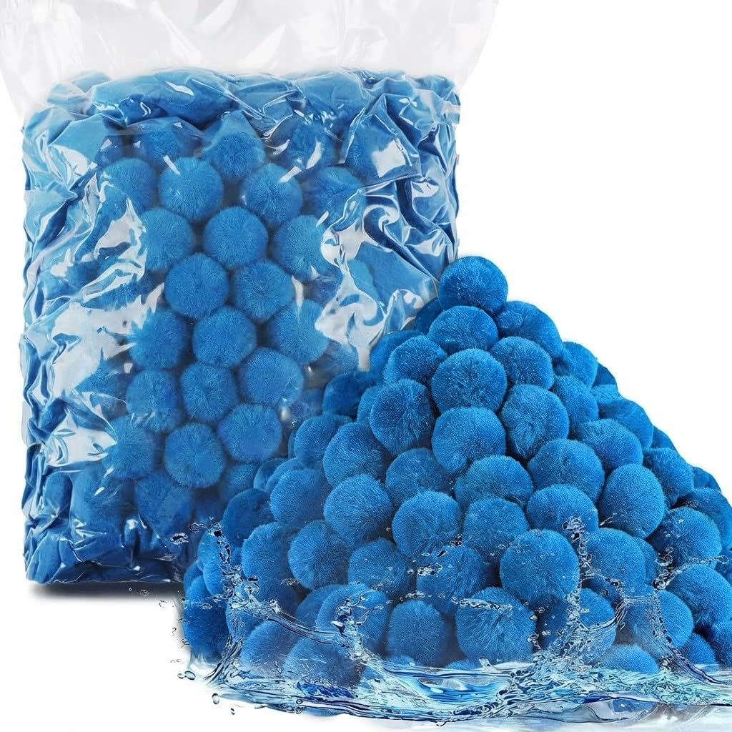 EasyByMall Balles filtrantes de piscine, 100 % fibre de polyester, ultrafiltration 3-5, lavables en machine et légères pour tous les filtres à sable de piscine