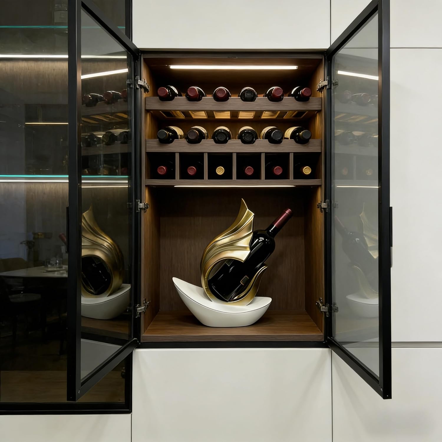 AWNR Sailboat Bottle Holder for Wine Racks Countertop, Gifts for Wine Lovers, Kitchen Cabinet Organizers and Storage, Decor for Display Cabinet, Dining Room, Pantry, Kitchen