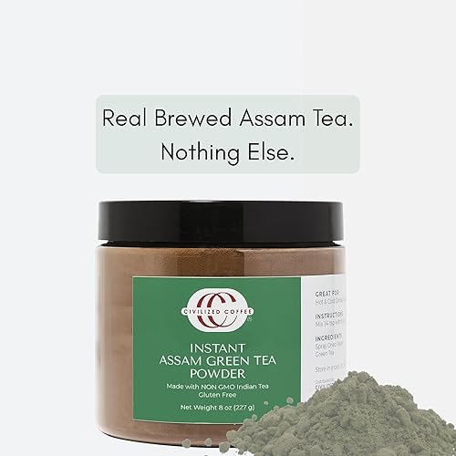 Miniatura 6 de Civilized Coffee Instant Assam - Polvo de té verde – Para té caliente, té helado y hornear, tarro de 8 onzas