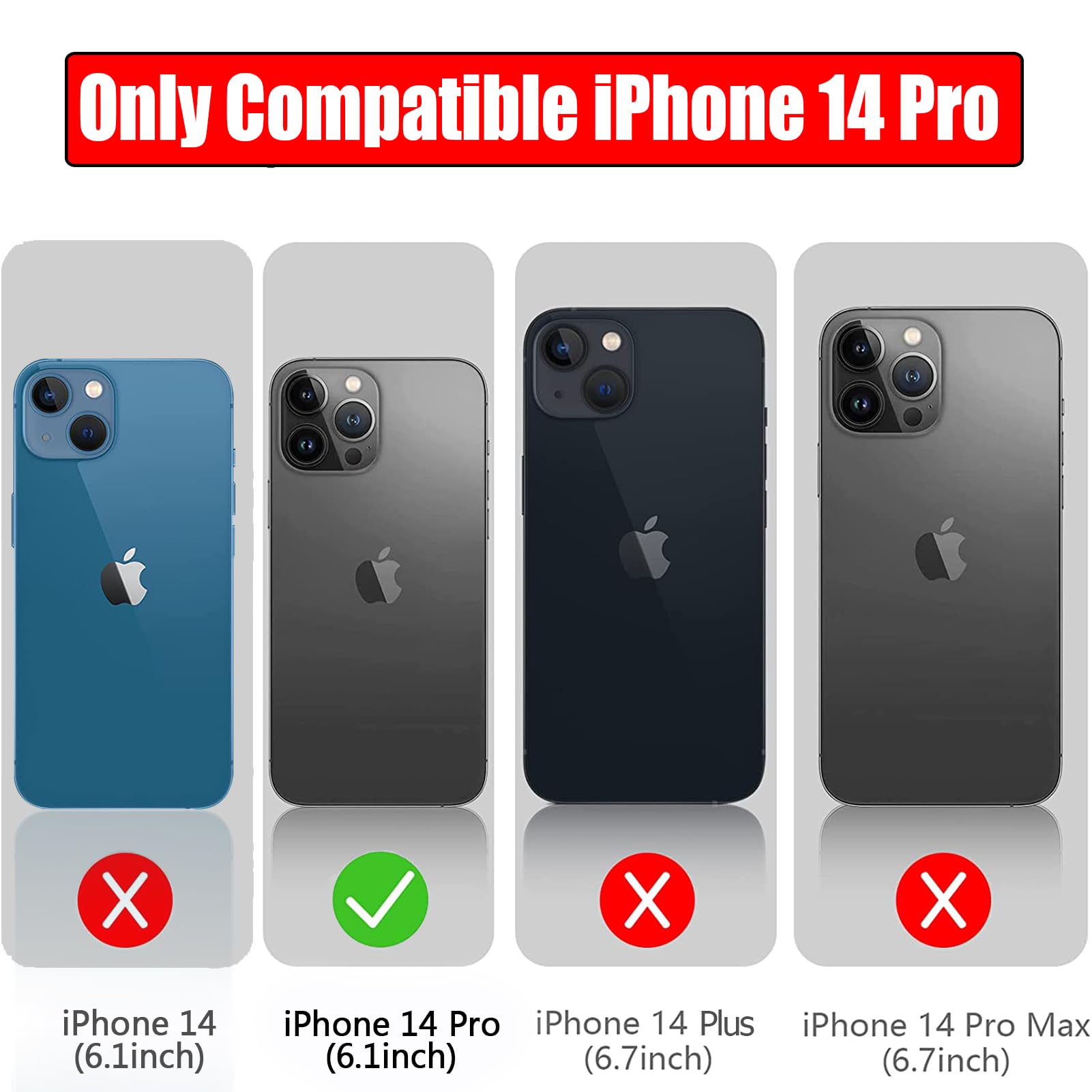 Battery Case for iPhone 14 Pro, Full Encircle 10000mAh High Capacity Rechargeable Portable Charger Case Extended Battery Pack for iPhone 14 Pro (6.1 inch) Wireless Charging Case with Carplay-Black