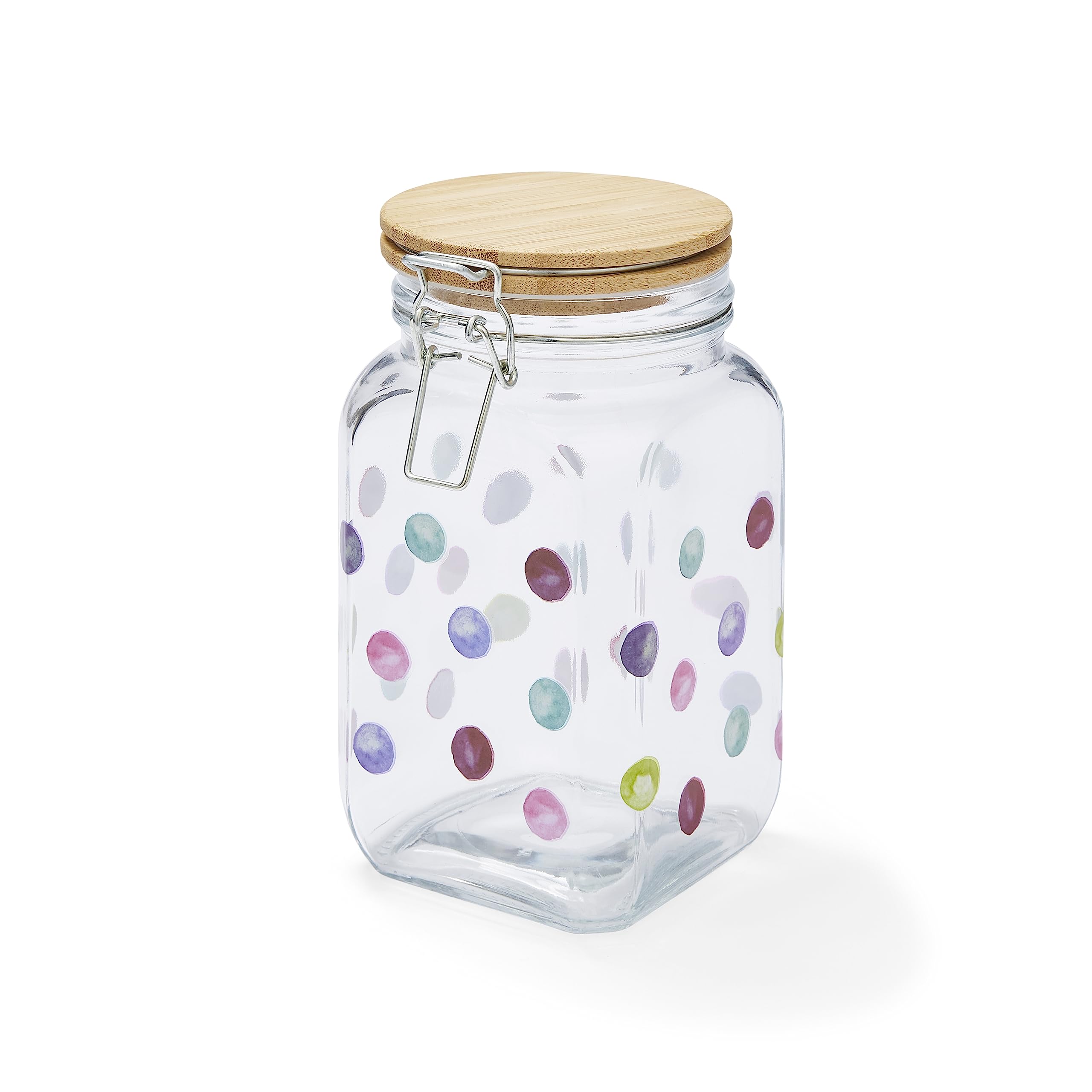 Cooksmart British Designed Glass Storage Jars With Clip Lid | Glass Storage Jars For Kitchen With Modern Designs | Spaghetti Storage Jar or Pasta Containers - Spotty Dotty