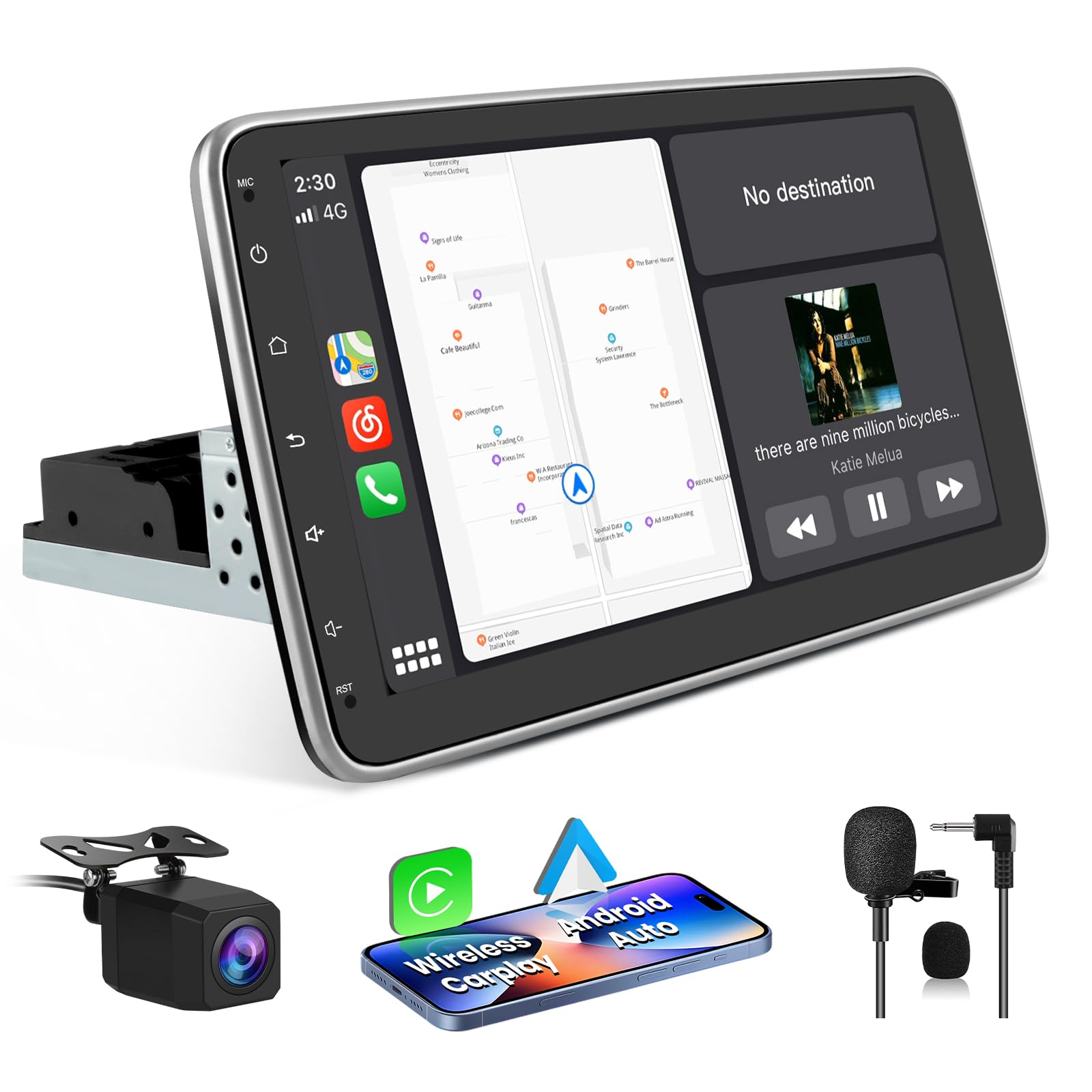 Autoradio Android 13 Universel 1 Din | 2Go + 64Go| Écran Tactile HD 10 Pouces | CarPlay & Android Auto Intégrés | Caméra de Recul | GPS, WiFi 5G, Bluetooth 5.0, FM RDS, Commandes au Volant