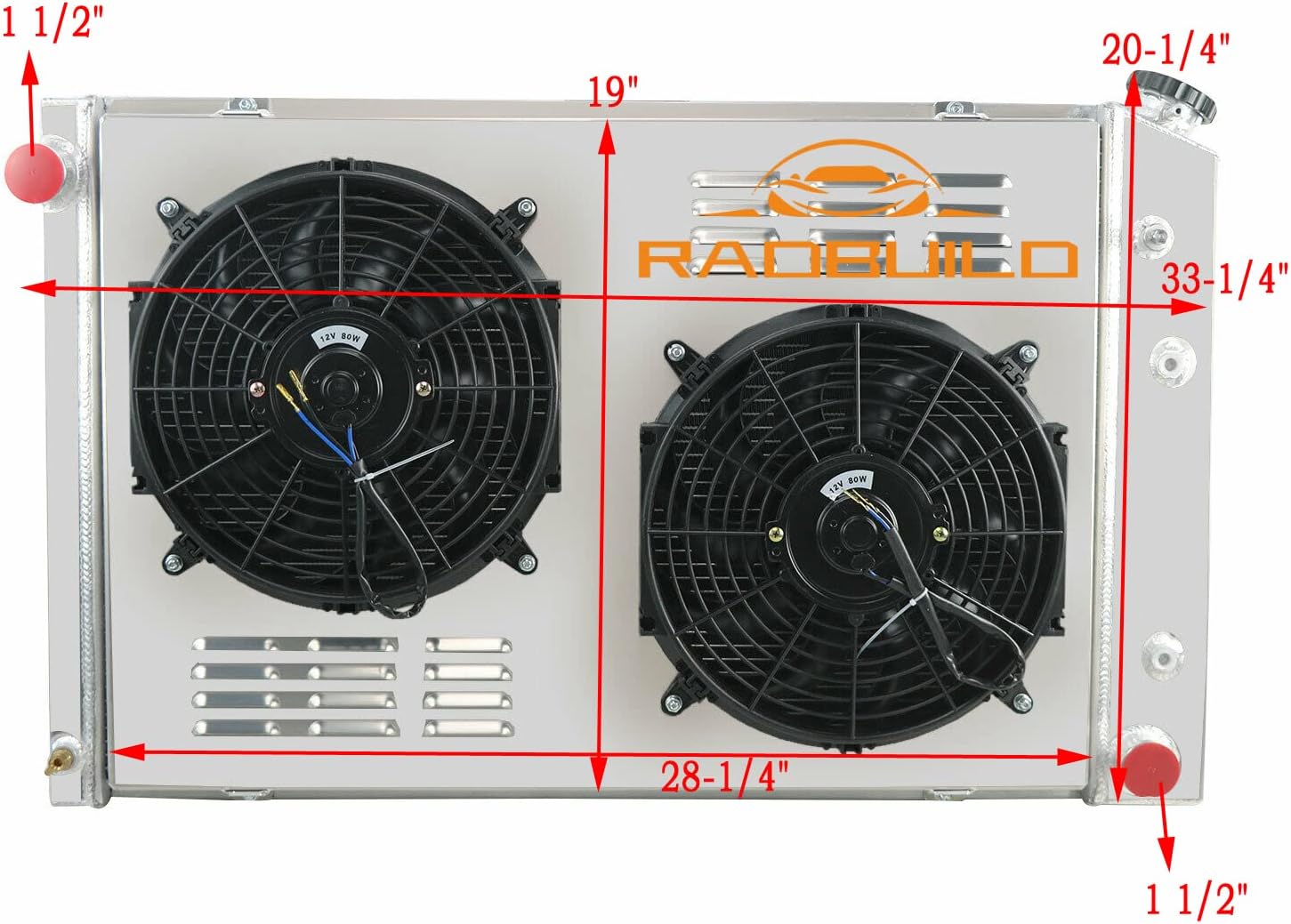 3 Row Full Aluminum Radiator For 1981-1991 Chevy Blazer/C/K Series & 73-91 GMC Jimmy/C1500/C2500/C3500 4.1L 4.8L L6/5.0L 5.7L 7.4L V8 Rdiators + Fan Relay, Shroud Relay