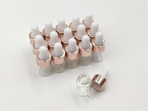 15Packs 2ml Sample Glass Dropper Bottles for Essential Oils, Mini Glass Vials Perfume Aromatherapy Cosmetic Liquid Containers With Glass Eye Dropper (2ml)