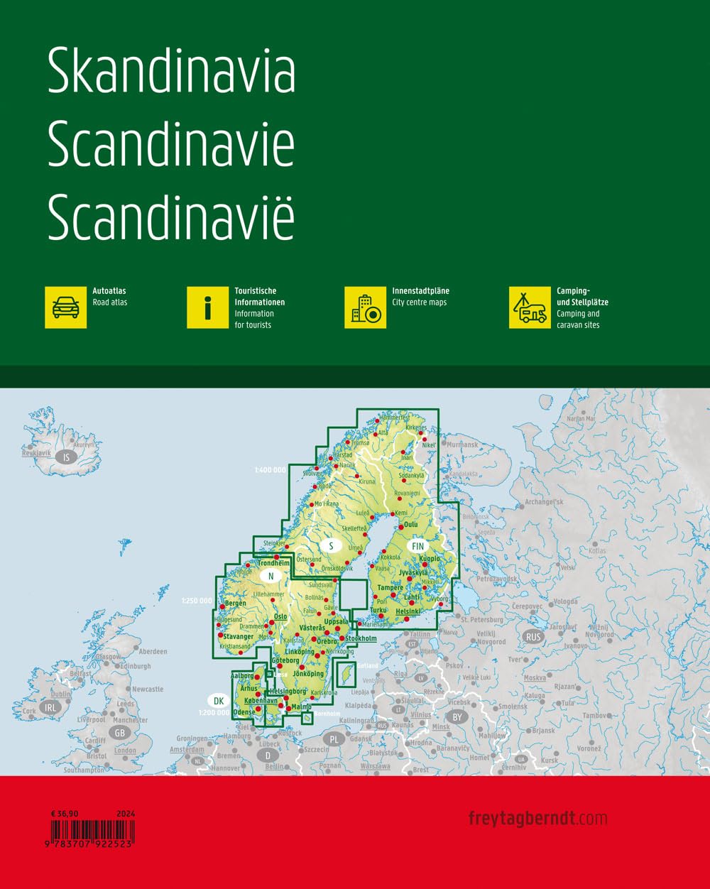 freytag & berndt Autoatlas Skandinavien 1:200.000: Spiralbindung, Camping- und Stellplätze, Freizeitinfos