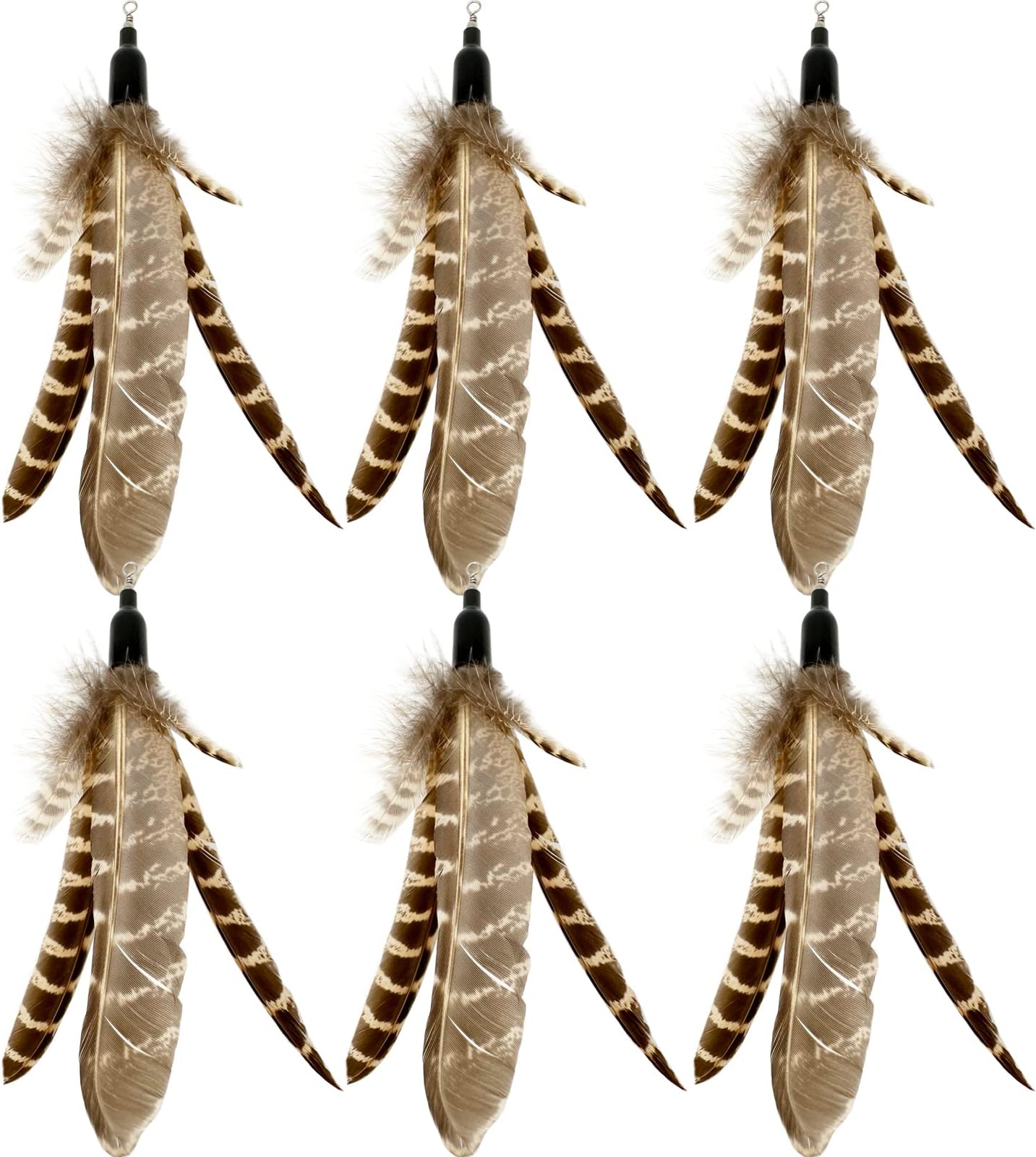TIENAILING 6 Pcs Handmade Natural Da Bird Feather Refill Cat Wand Toy for Indoor Cats (C-6pcs Feather Refill)
