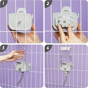 Vannon Small Animal Water Dispenser for Cage, 30oz Auto Feeding Crate Water Bottle for Rabbit, Chinchilla, Ferret, Guinea Pig, Squirrel, Hedgehog, Pet Nozzle Diameter: 10mm, BPA Free, Grey