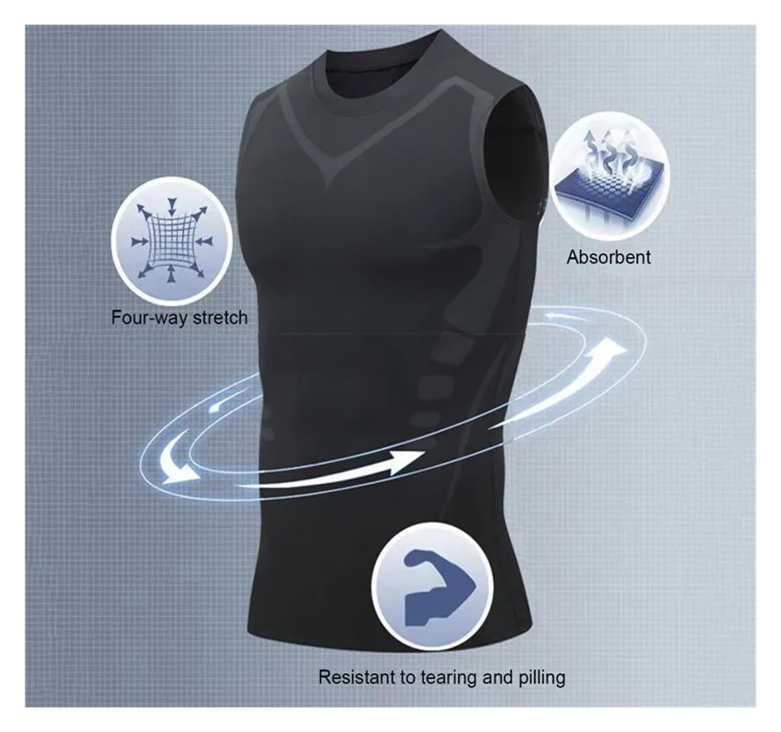 Camiseta CompresióN Hombre 2 uds chaleco moldeador for hombres, chaleco adelgazante, camisas de compresión moldeadoras de cuerpo, camiseta sin mangas, camisetas de Fitness sin mangas con Control de ba