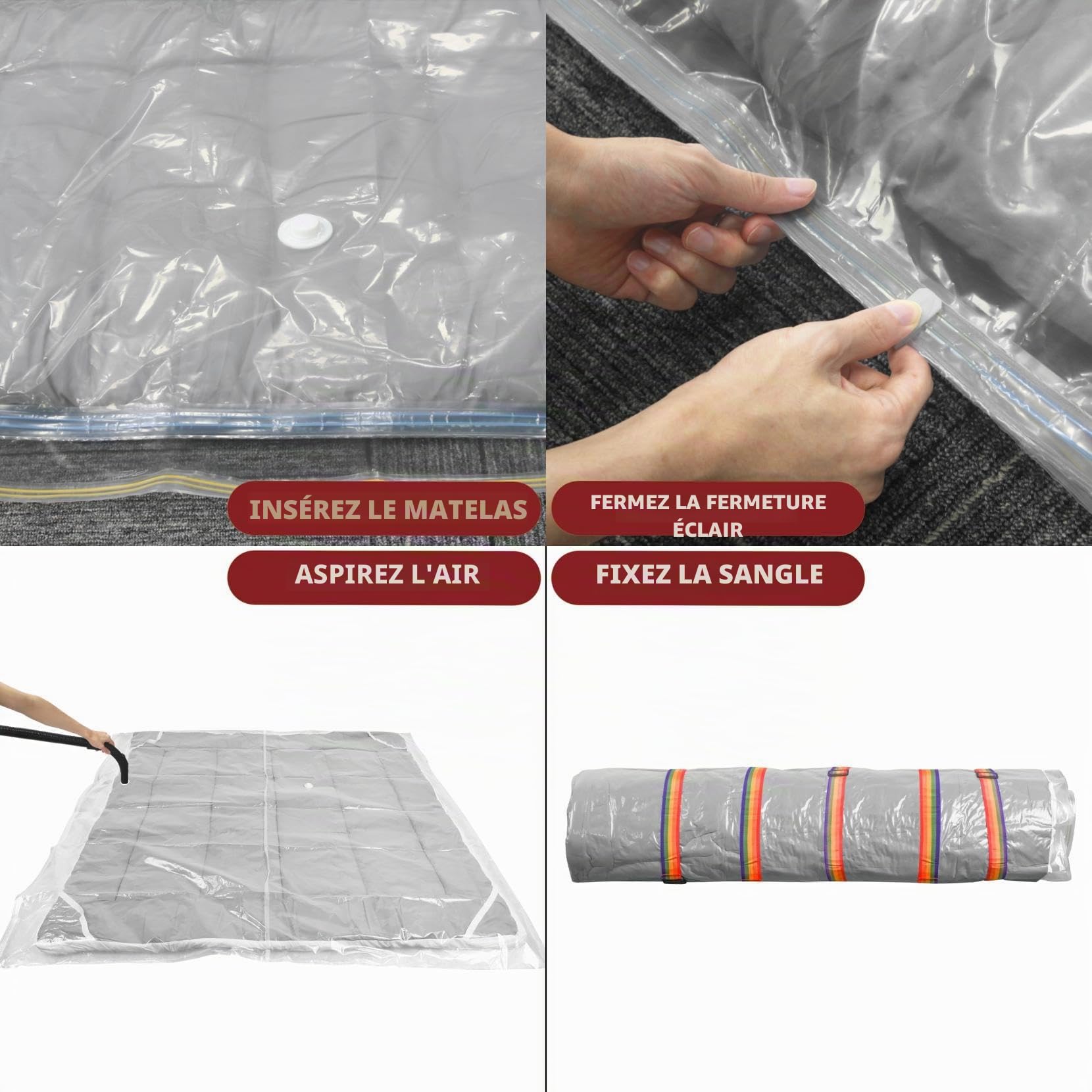 Sac sous vide robuste pour matelas Queen et Full Size, sac de rangement pour le déménagement et le stockage