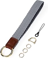 Vista 24 de Llavero de pulsera para mujer, cordón elástico para muñeca, funda de teléfono, cartera, tarjetas de identificación, Pescado - Negro