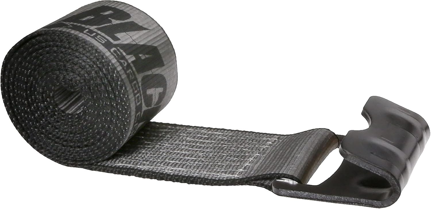 US Cargo Control Blackline Heavy-Duty 4 Inch Winch Strap with Flat Hook, 4 Inches Wide x 27 Feet Long, Black Winch Straps, Dependable Tiedowns, Case of 10