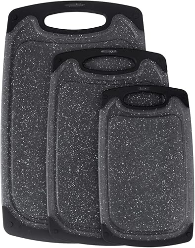 Pak Juego de tablas de cortar, tabla de cortar, tablas de cortar de plástico para cocina, aptas para lavavajillas, sin BPA, grande, tabla de cortar