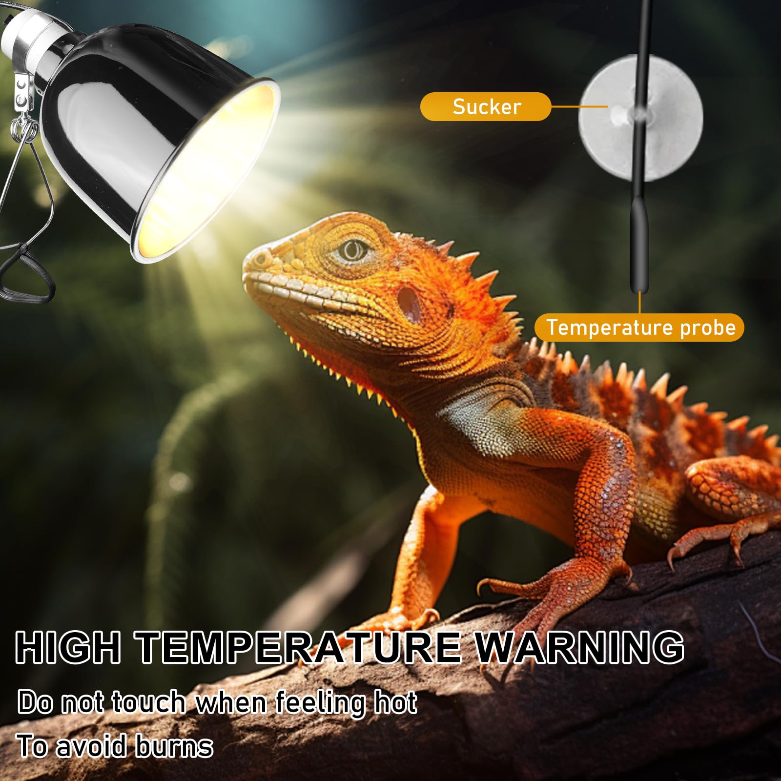Reptilien Terrarium Dome Lampenfassung E27, Reptile Dome, Reptilien Lampenschirm mit Dimmer und Zeitschaltuhr, Wärmelampe Fassung Kuppelbefestigung für Eidechsen Schildkröte Bartagame Huhn Hund