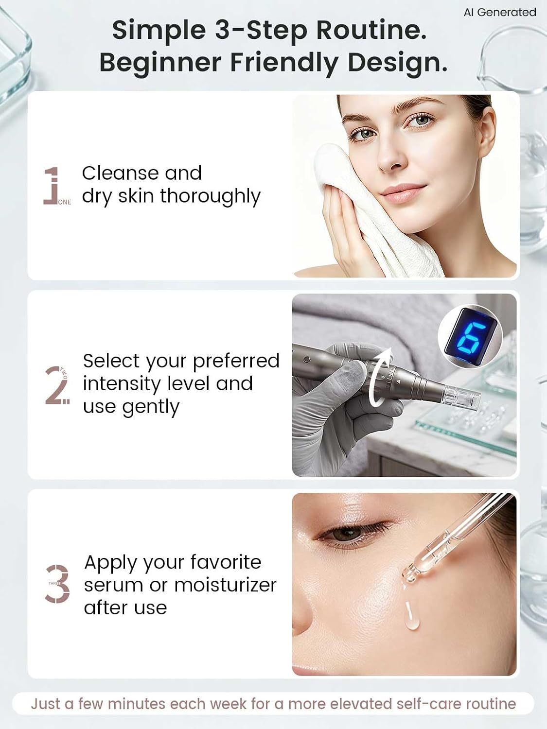 0.25mm Microneedling Pen for Face, At-Home Serum Applicator Tool | Skin prep, topical application, compact precision tip, gentle rolling, travel-friendly, women and men, daily cosmetic routine