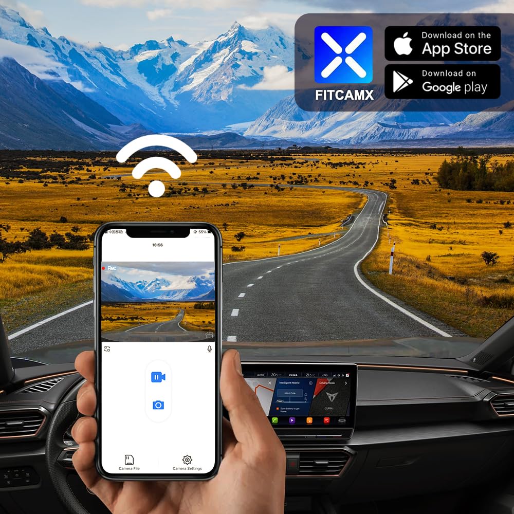 Fitcamx Dashcam 4K Compatibile con Cupra Leon 2025 2026(HD2-6766), OEM Cameras di Guida, 2160P UHD Video Wifi, G-Sensor, Registrazione Circolare, WDR Dash Cam, Plug&Play, Visione Notturna, Scheda 64GB