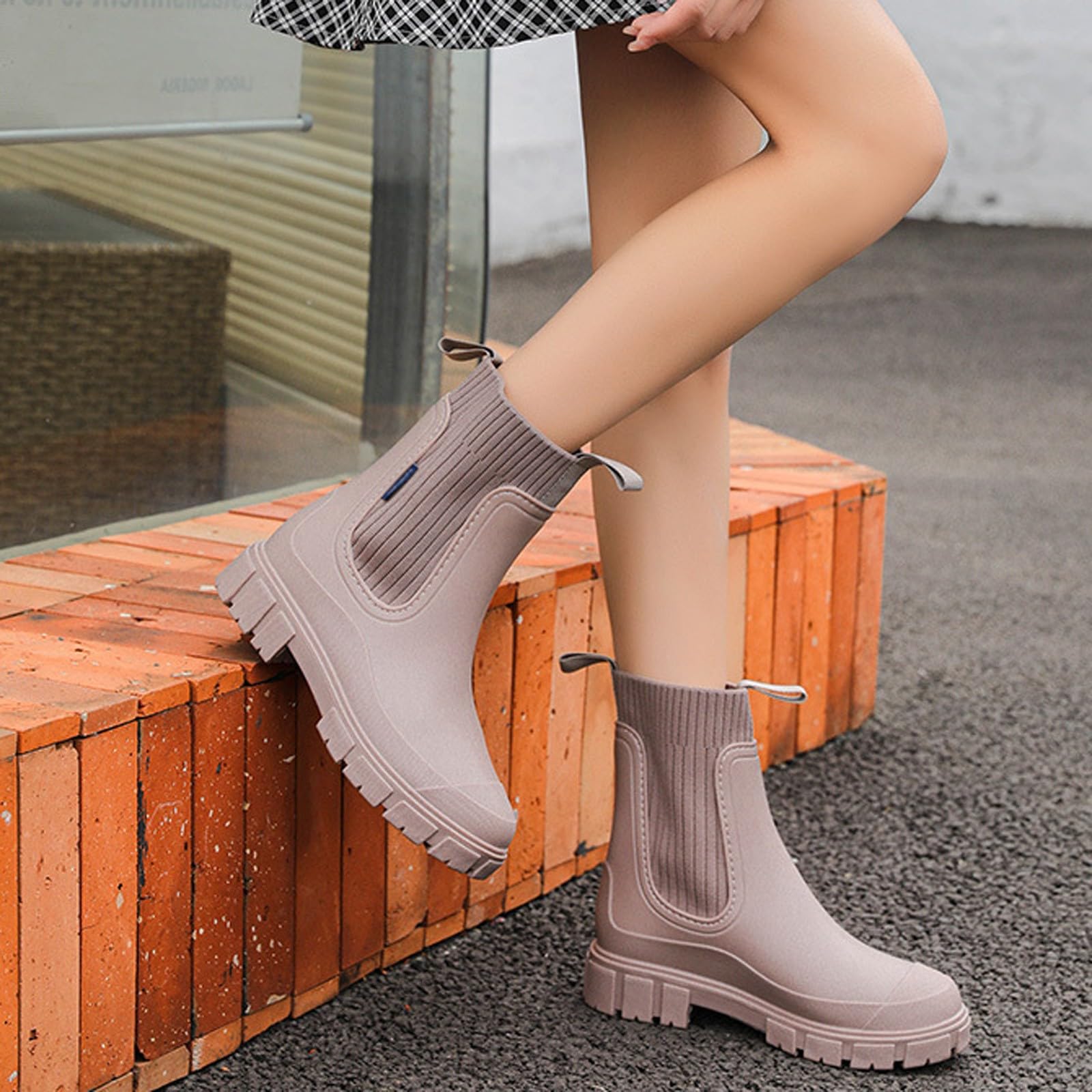 Botas de goma para mujer, botas de equitación, botas de media altura, botines para hombre, botas de equitación, botas de goma de media altura, botas de lluvia planas, impermeables, botas de