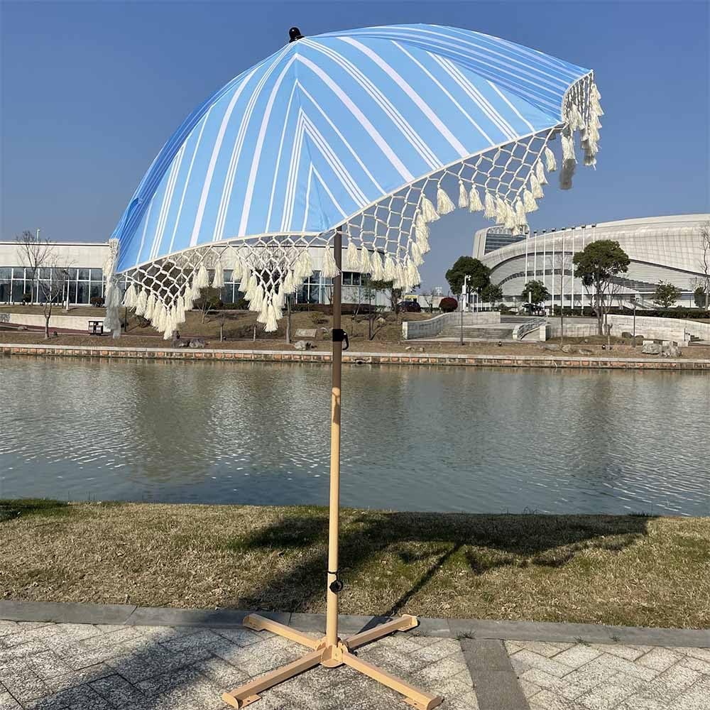 200 cm, odchylany parasol ogrodowy, w stylu boho, na plażę, taras, z frędzlami, przenośny, z torbą do przenoszenia, na balkon, basen, plażę, ochrona przed słońcem
