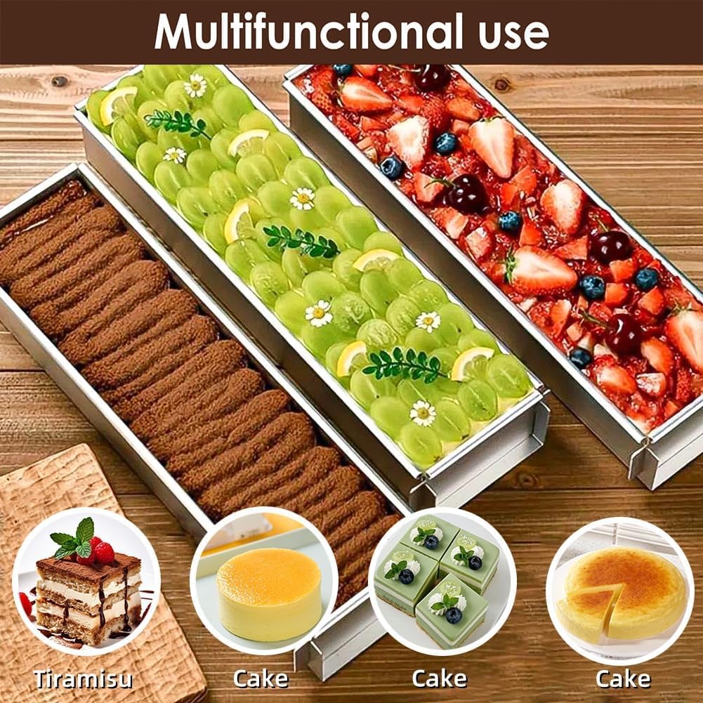 Antihaft-Kuchenform, rechteckig, Aluminium-Legierung, Tiramisu-Form mit abnehmbarem Rahmen, Acryl-Deckel und Spatel, ideal für Käsekuchen und Brownies, leicht zu reinigendes Backblech