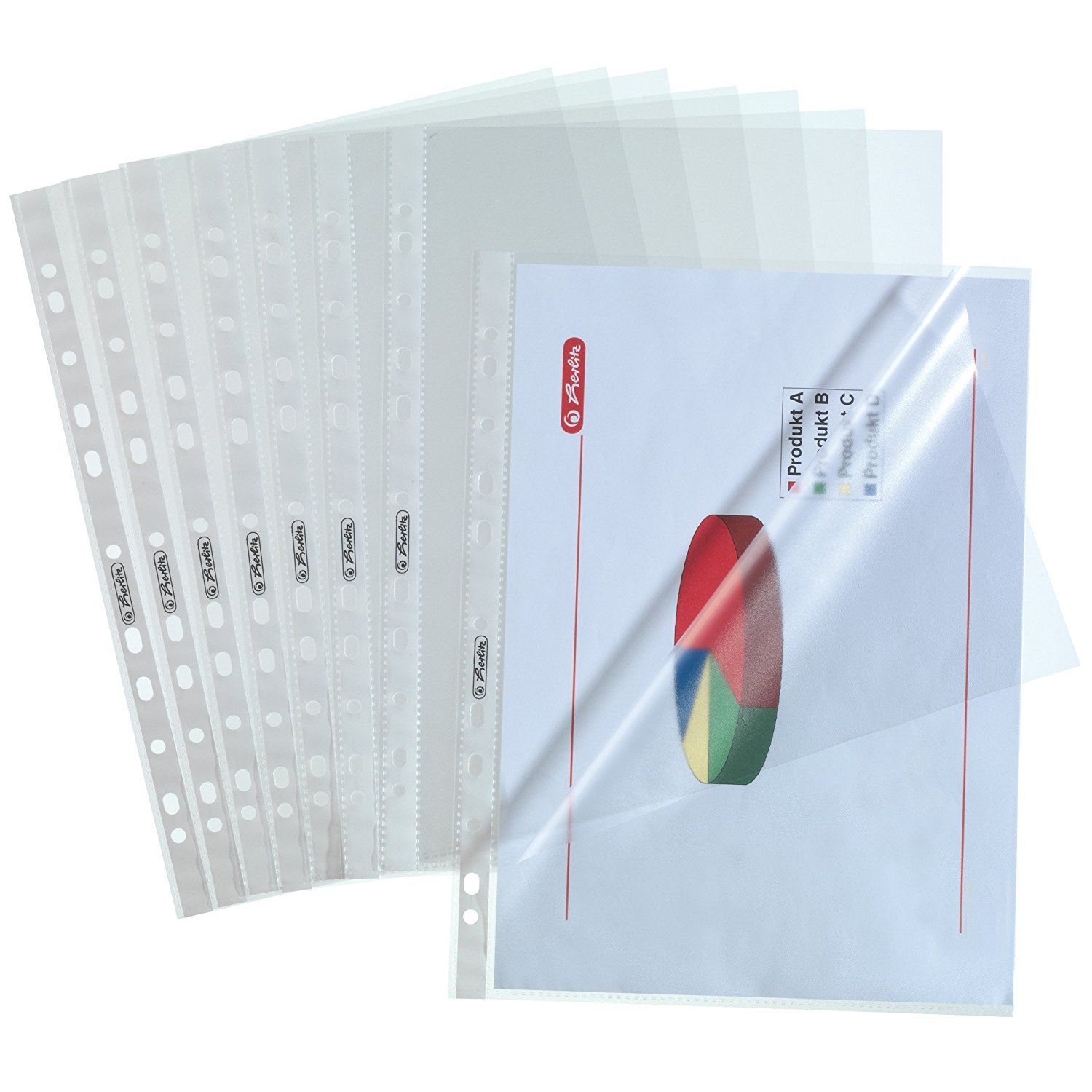 Herlitz 10840098 Prospekthülle A4 genarbt, 1000er Packung, oben und seitlich offen