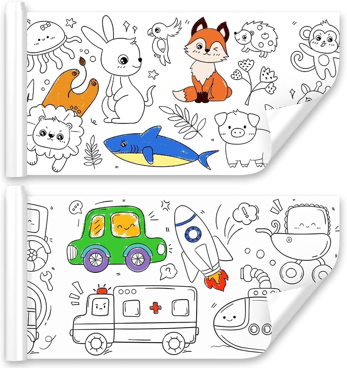 R RICH OLIVE Children's Drawing Colouring Roll for Kids Large Art Paper Scroll Coloring Poster Roll for Toddlers Doodling, Painting, Crayons Use Kids Craft Paper Gift (Pack of 2)-image-43