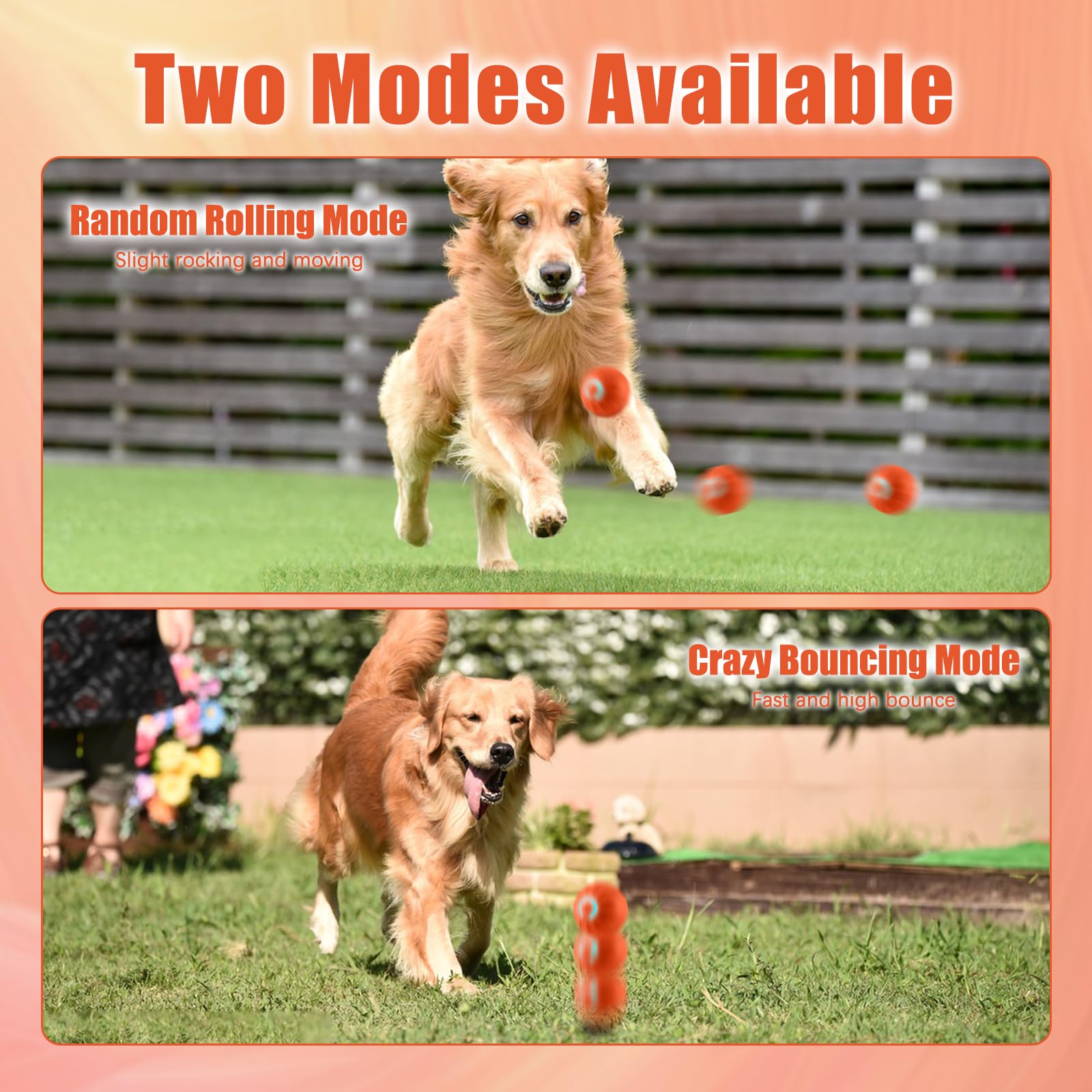 Liameph Interactive Dog Ball, Rechargeable Automatic Rolling Pet Toy with LED Flashlight - Image 2