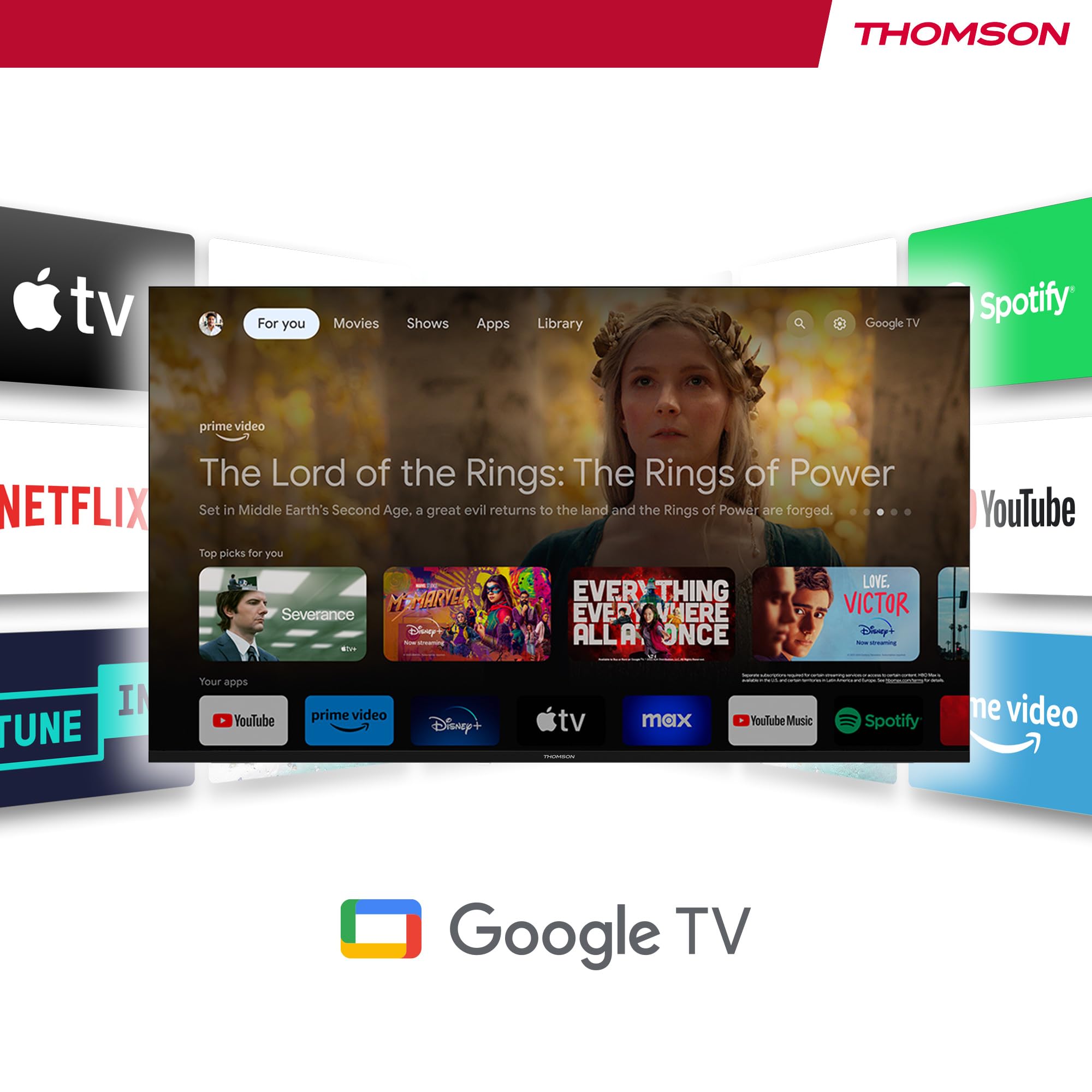Thomson 55 Pollici (139cm) 4K Ultra HD Smart Google TV, Wi-Fi,Dolby Audio, HDR10, Bluetooth 5.1, Triple-Tuner (Cavo/Satellite/Antenna), HDMI, CI+, A+ Pannello - 55UG5C14